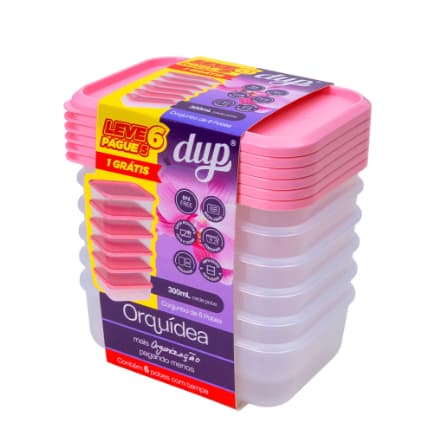 Pague 5 Leve 6 Potes Plástico Empilháveis 300ml DUP Orquídea BPA Free Comida Marmita Micro-ondas
