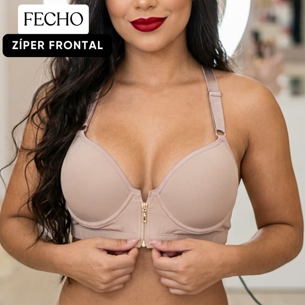 Sutiã Nadador Com Bojo Fecho Frontal Zíper Sutia Reforçado Alta Sustentação Sutian Feminino Sutiao