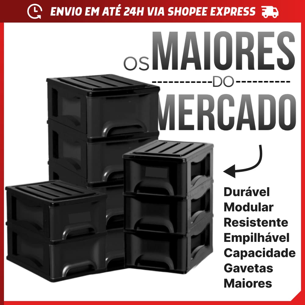 Gaveteiro Plástico Organizador Multiuso Gavetas Grande Caixas Maior do Mercado Resistente