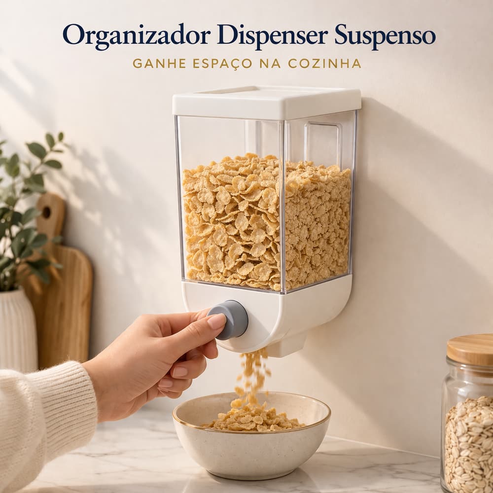Organizador Dispenser Suspenso com Dosador | Porta Grãos Cereais Parede Cozinha, Porta Alimentos