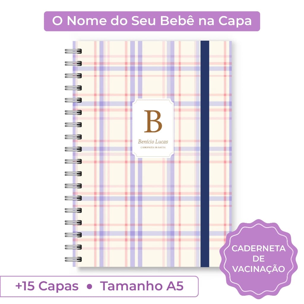 Caderneta de Vacinação Menino Personalizada com Nome | Capa Dura | Presente Bebê Chá de Maternidade