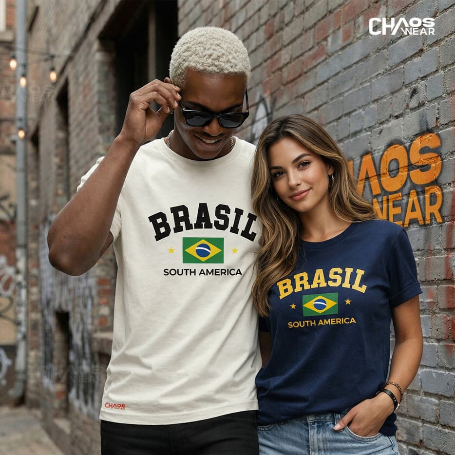 Camiseta Brasil Unissex Masculina 100% Algodão Copa 2026 Camiseta Brasileira Estampa Bandeira Brasil Retrô Infantil Plus