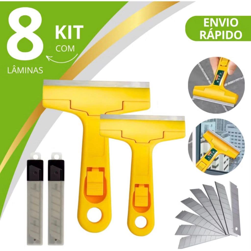 Raspador Multiuso com Lâmina Raspador Estilete Vidro Chão Piso Cerâmica Azulejo Kit 2