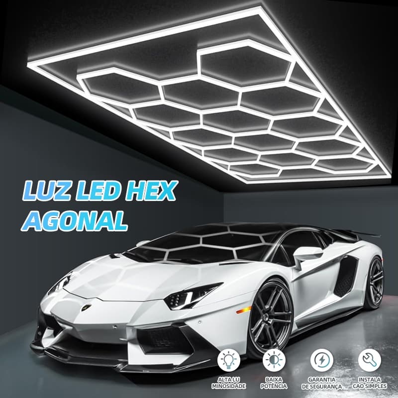 Luminária LED Hexagonal para Garagem 5/11/14Células 6500K Branco Frio Para Teto Parede Oficina Barbearia Estética Salão