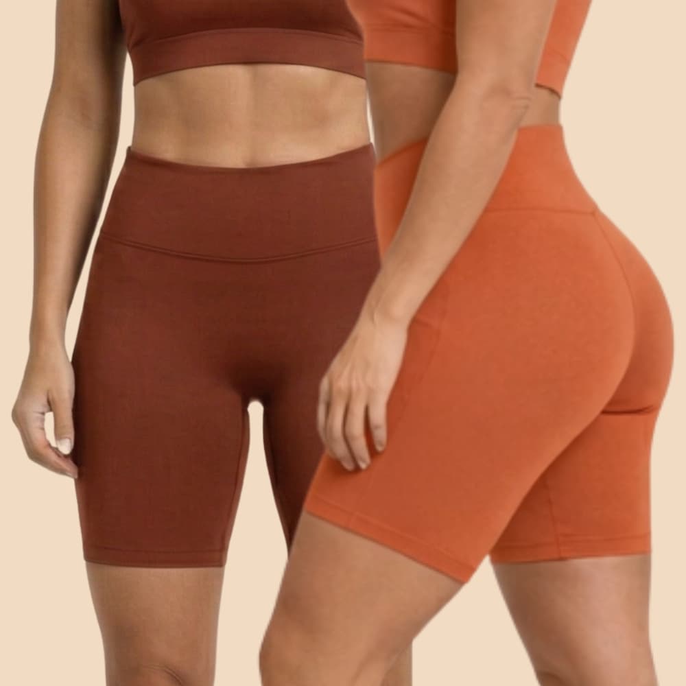 Kit 2 Shorts Fitness Femininos Sem Transparência Suplex Cintura Alta