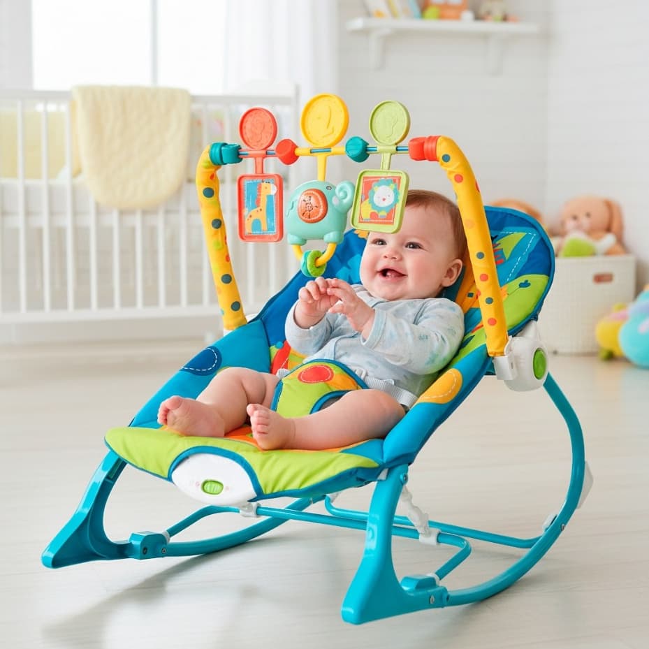 Cadeirinha de descanso bebe Balanço com Móbile Musical e Vibratório 2 em 1 Balanço e Descanso