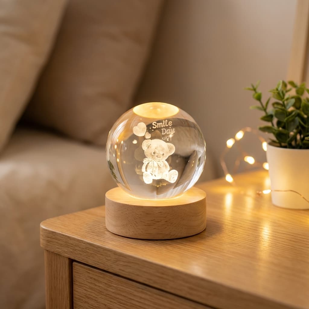 B&B Luminária Decorativa Globo De LED Bola De Cristal Colorido 6Cm Bivolt 3D Com USB Enfeite Universo PROMOCAO