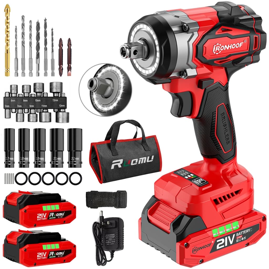 Chave de Impacto Elétrica Parafusadeira Furadeira Brushless 2 Baterias