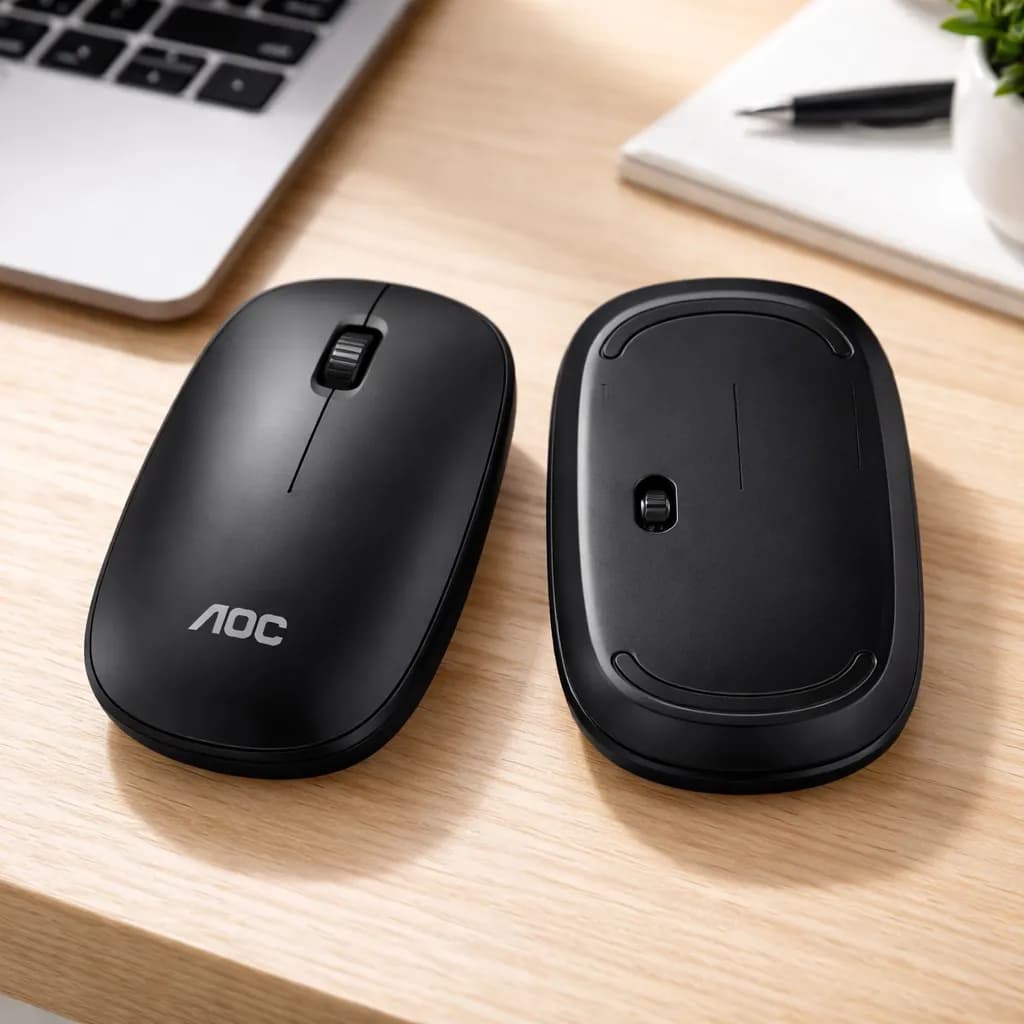Mouse Sem Fio Wireless Preto Silencioso Office MS 200B AOC Escritório Trabalho Comercio Estudos Jogos