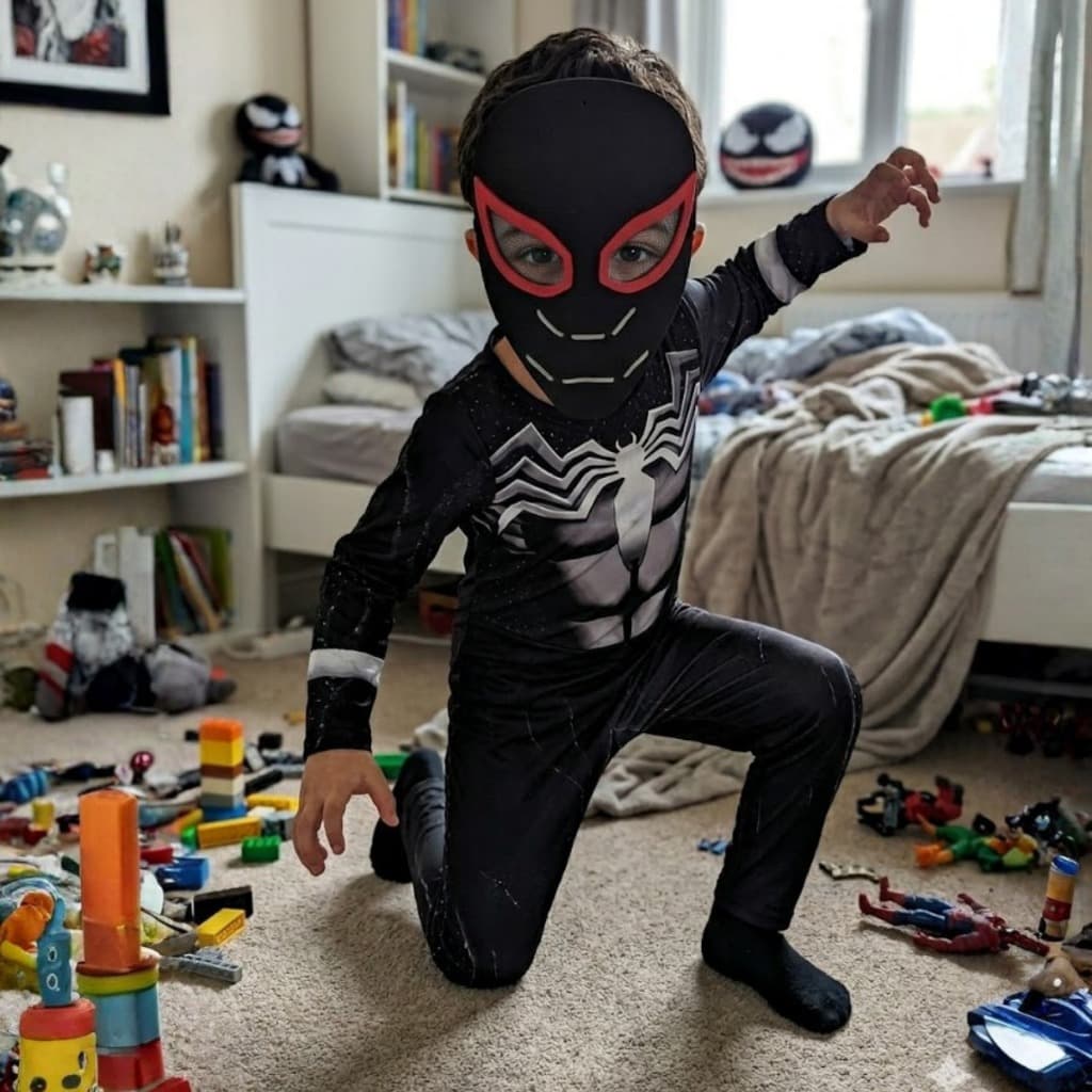 Fantasia Infantil Longa Homem Aranha Preto Venom C E.v.a