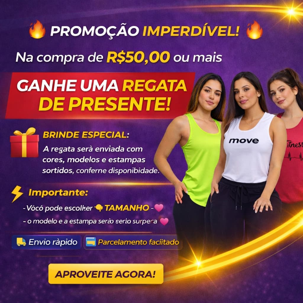 Regata feminina academia presente gratis