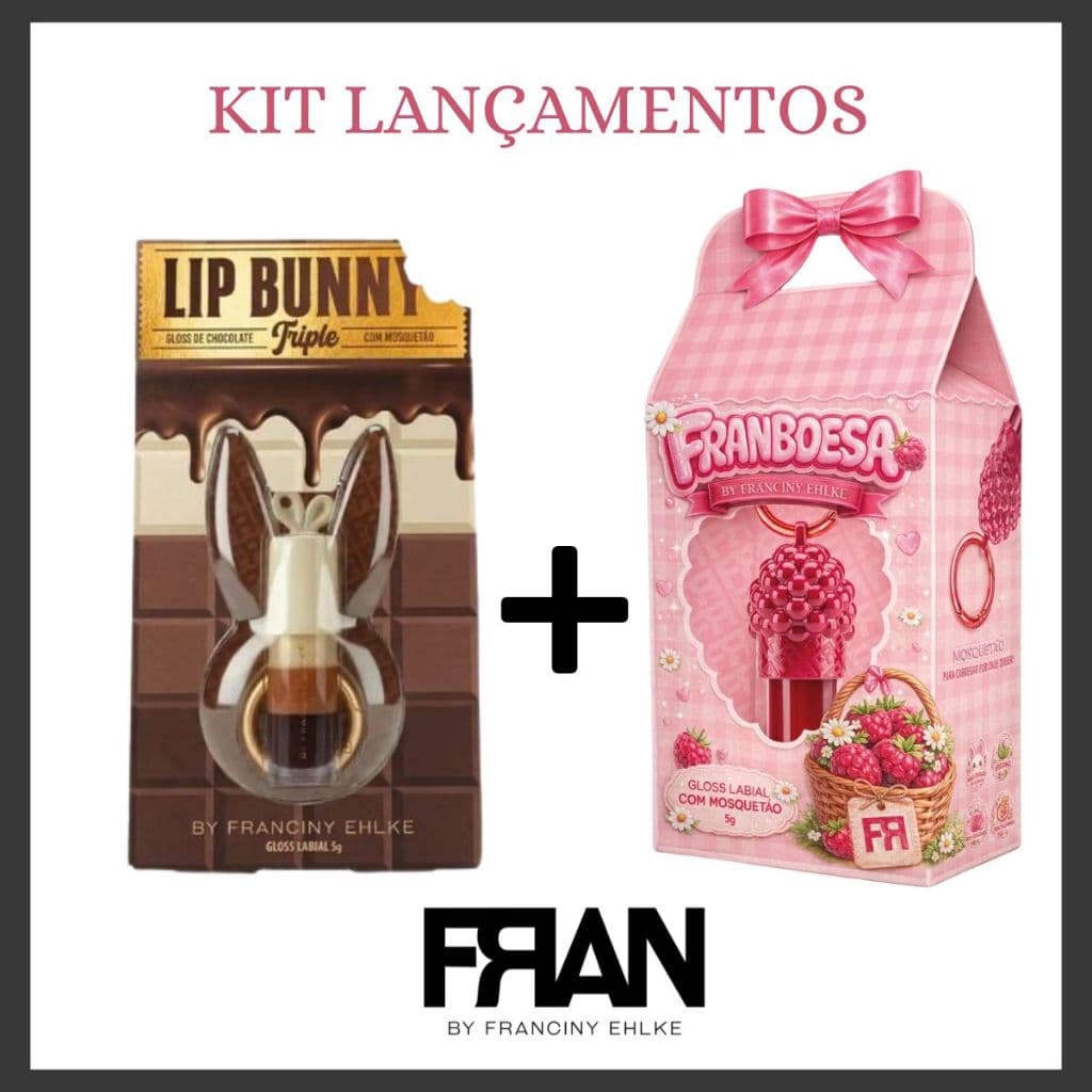 Kit Gloss Labial Franciny Ehlke Franboesa + Lip Bunny Triple C/Mosquetão Original By Fran