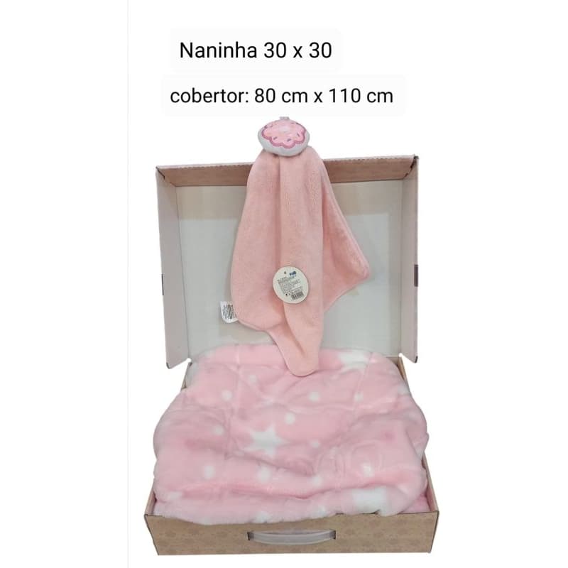 Cobertor Bebê + Naninha/Fofinho,Rosa,jolitex 110 cm x 80 cm,Bebê,Maternidade,Presente