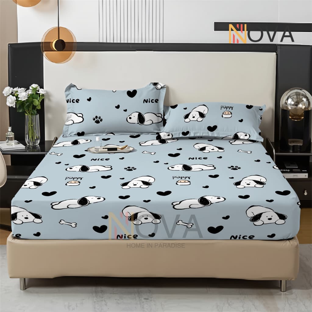 Conjunto de Cama 3 Peças Cachorrinhos | Tecido Macio, Não Desbota e Ajuste Perfeito