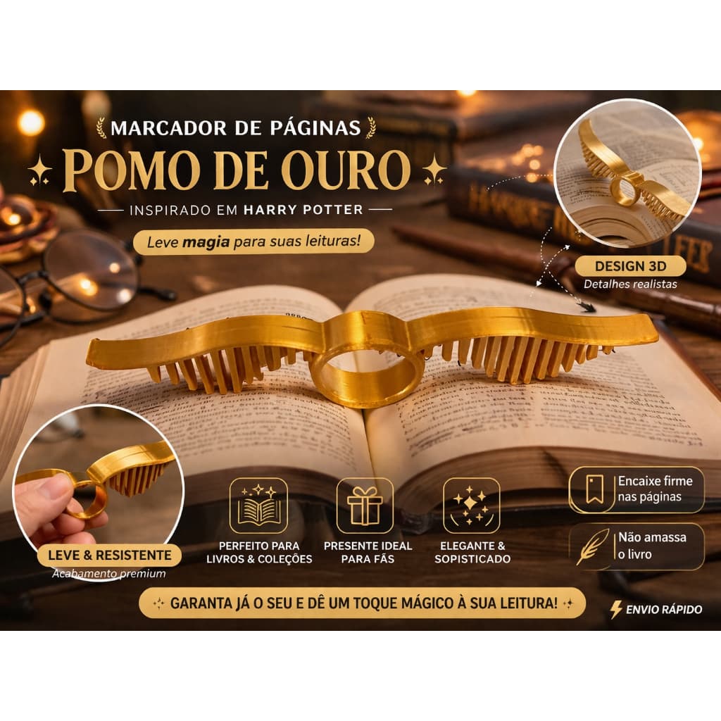 Marcador Páginas Suporte de Dedo Segura Livro com Uma Mão Leitor Confortável Portátil pomo ouro HP