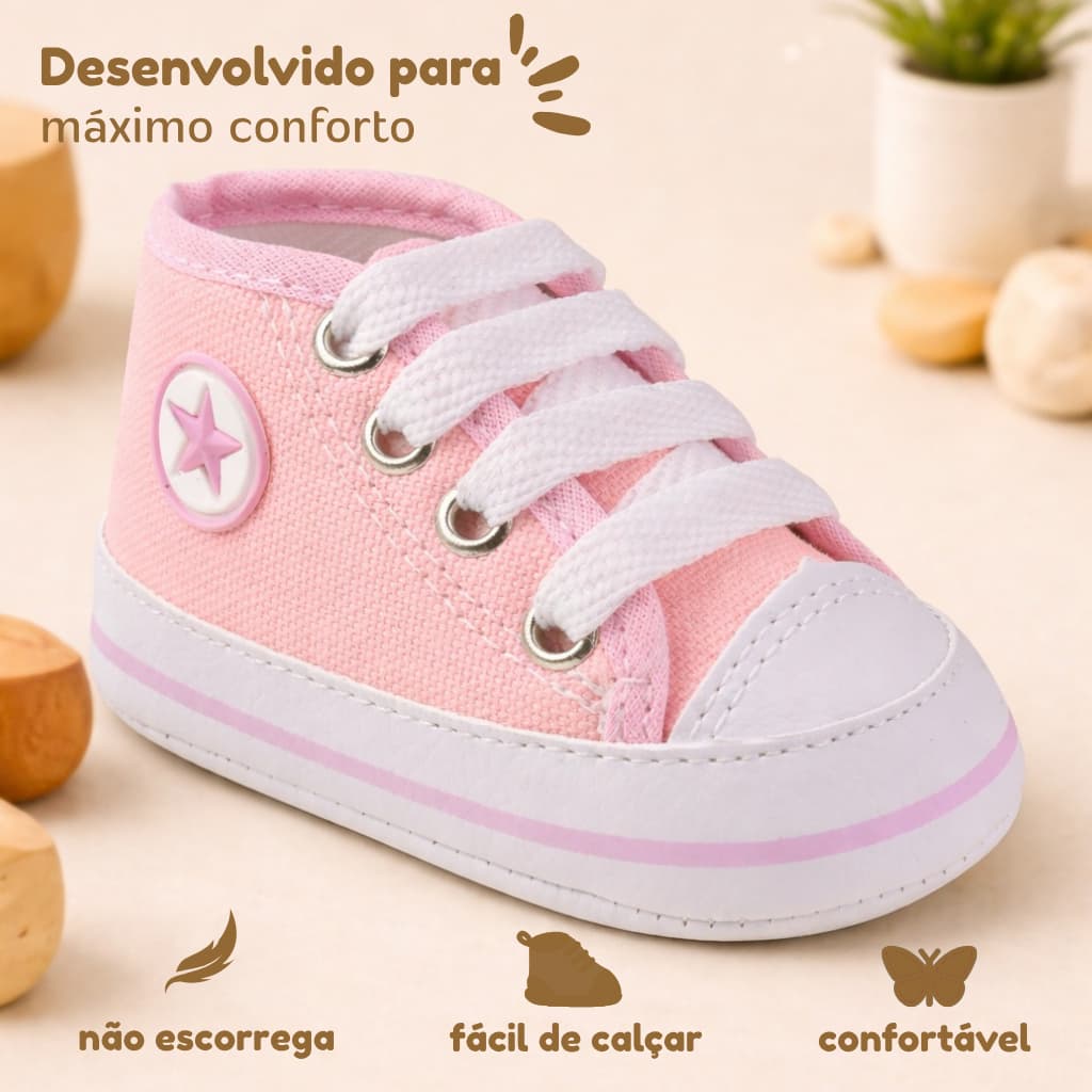 Sapatinho Tênis de Bebê Menina Cano Alto RN Confortável