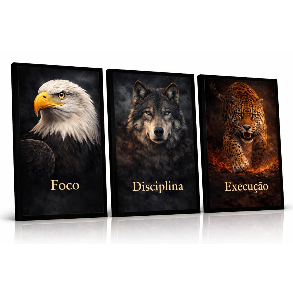 Quadro Decorativo Sala Quarto Lobo Águia Foco E Execução