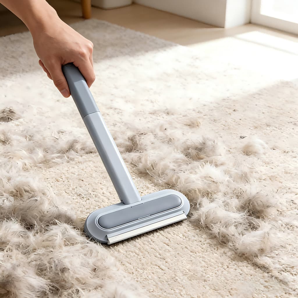 Removedor portátil de pelos de gato com escova bidirecional para tapetes, sofás, camas e cortinas
