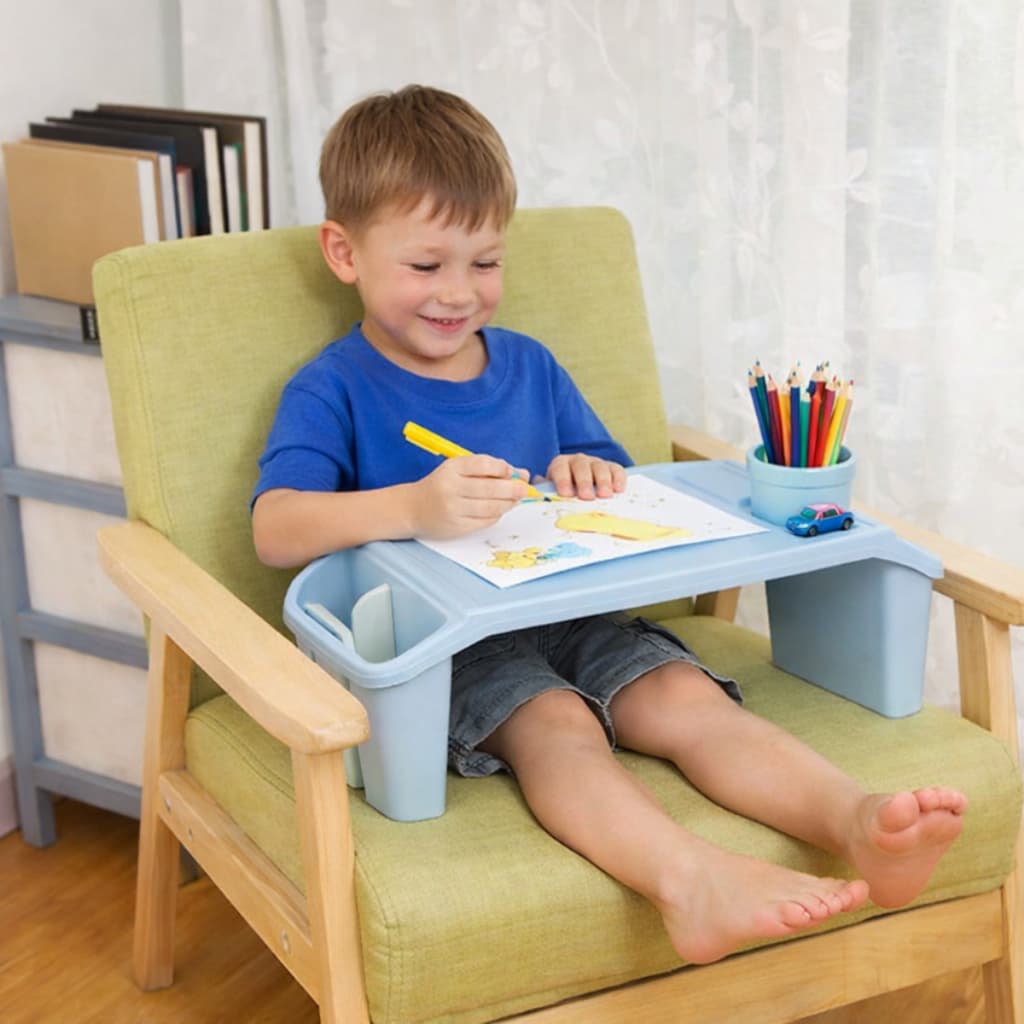 Mesinha Infantil Portátil Com Porta Objetos Mesa De Colo Estudo Lanche Suporte Tablet E Atividades