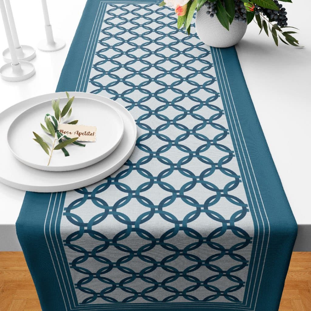 Caminho Trilho de Mesa Decoração Folhas Azuis 110X35cm ENVIO RÁPIDO!!