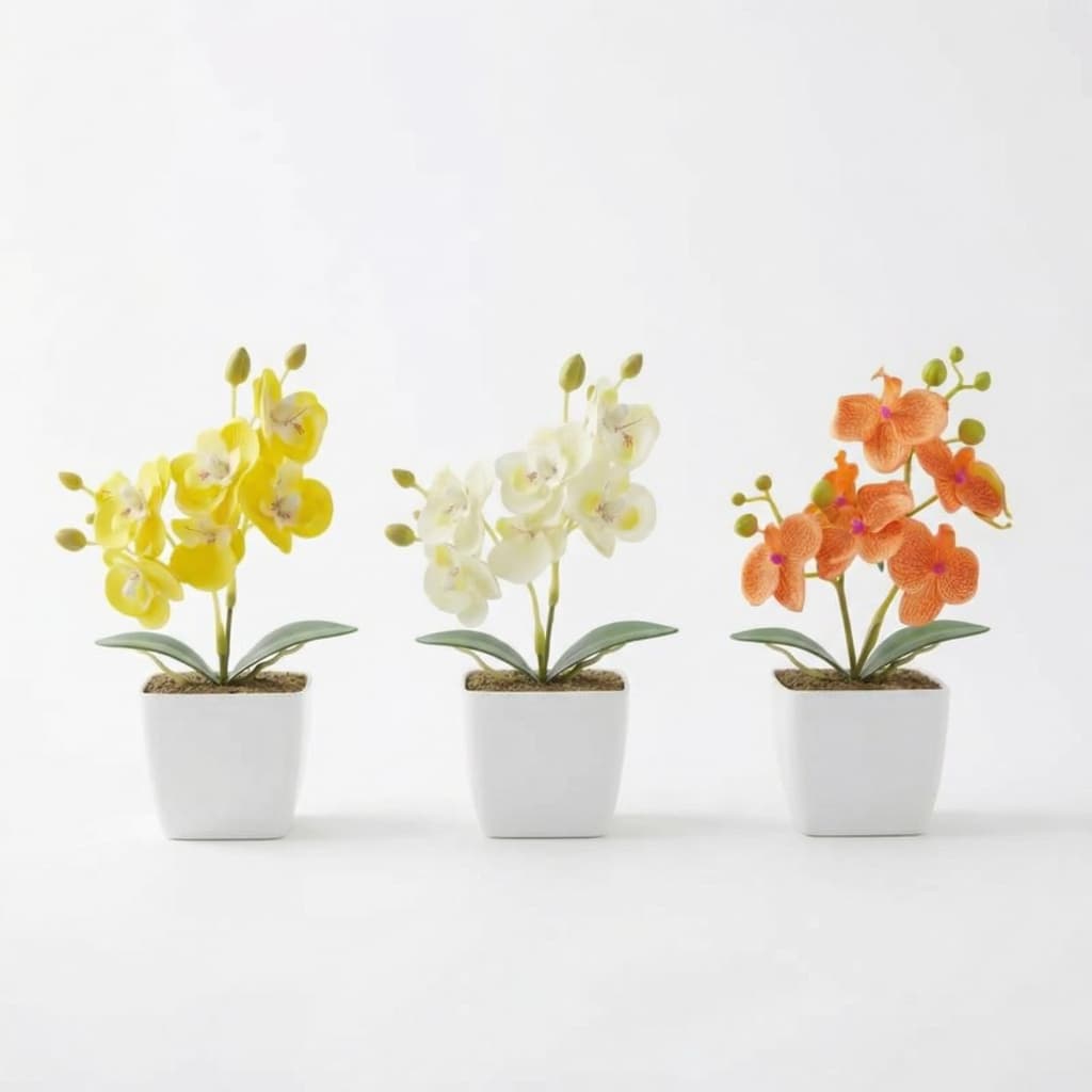 Arranjo De Flores Orquídeas Artificiais Decorativas 3 Unid