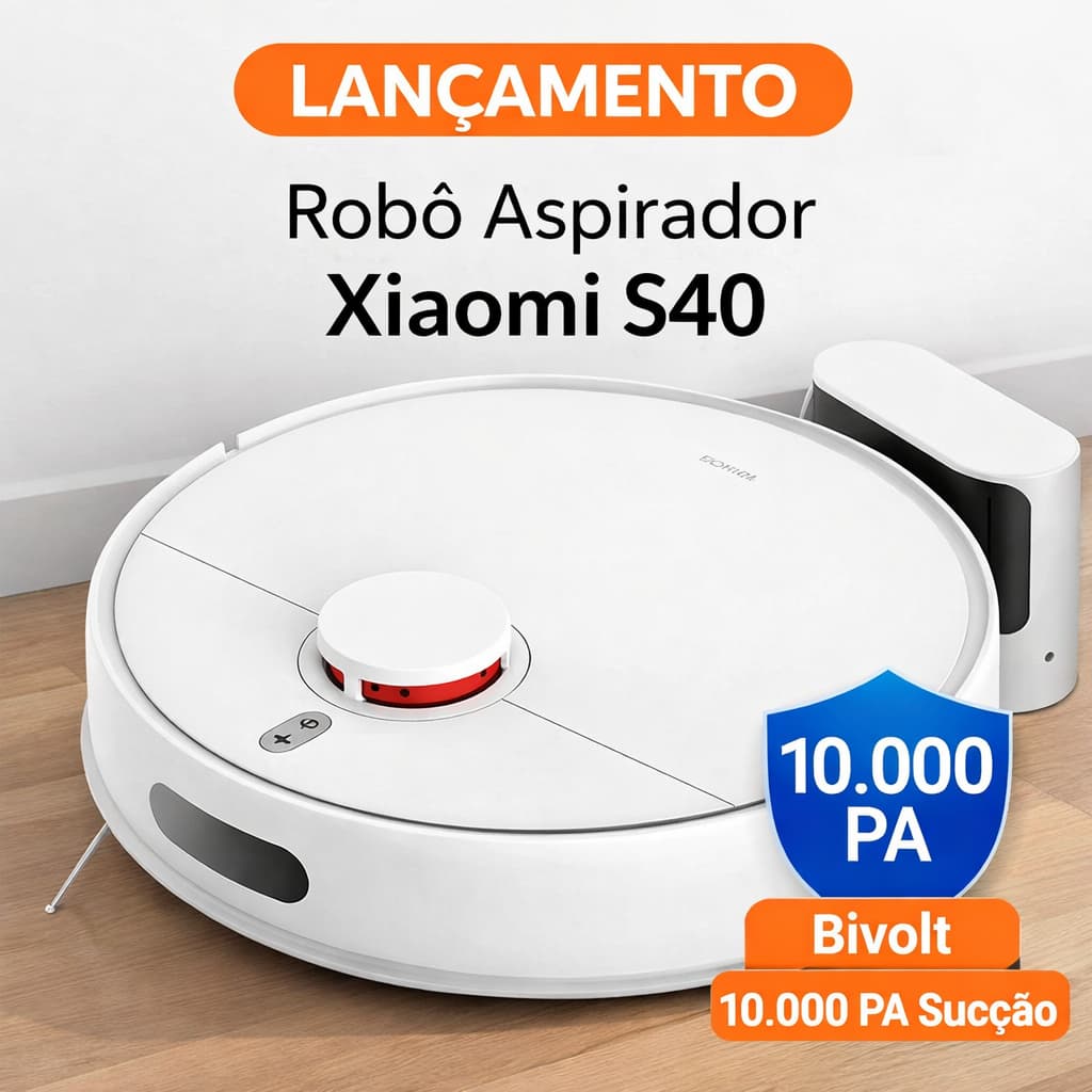 Robô Aspirador Xiaomi S40 | Bivolt | 10.000PA Sucção