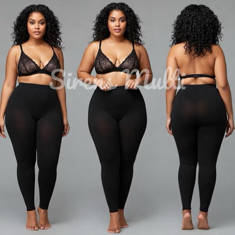 Meia Calça PLUS SIZE Peluciada Flanelada Quentinha Inverno e Frio Segunda Pele Termica Preta