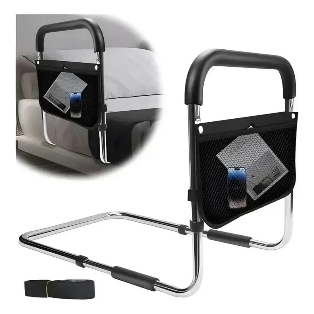 Protecao Lateral Cama Idoso: Altura Ajustável + Ventosa Haste + Cinto - Ajustável, 150kg Suporte Idosos e Crianças