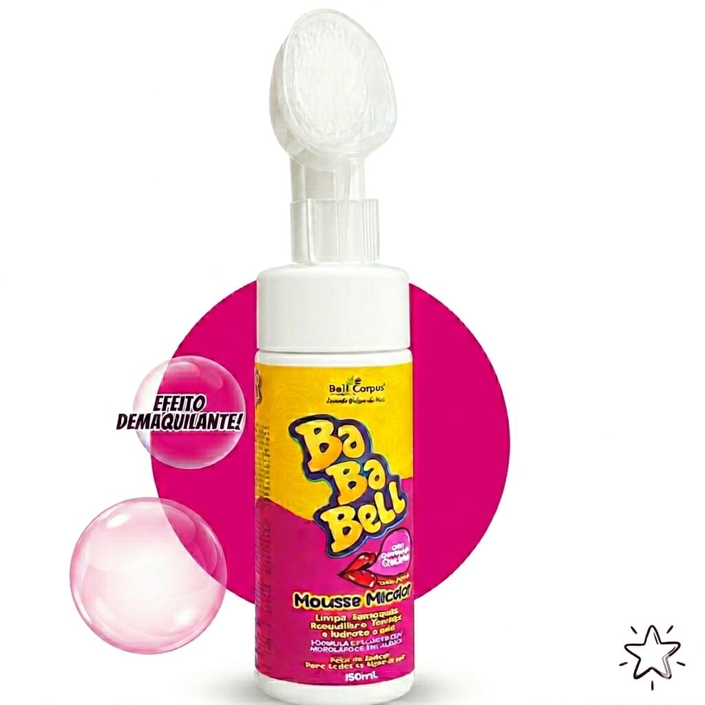 Mousse Micelar Facial BaBaBell 150ml Limpeza Profunda Demaquilante Pele Oleosa Sensível