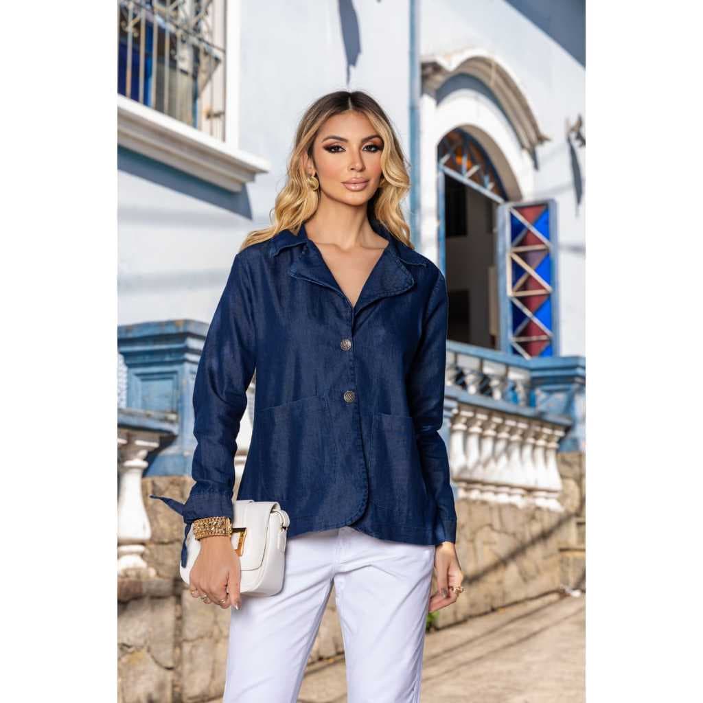 Jaqueta Blazer Jeans Tencel