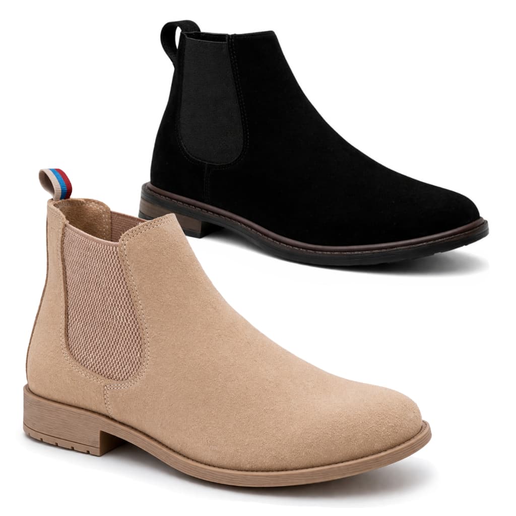 Kit com 2 Botas Chelsea Masculinas Couro Camurça Premium Versátil e Sofisticado