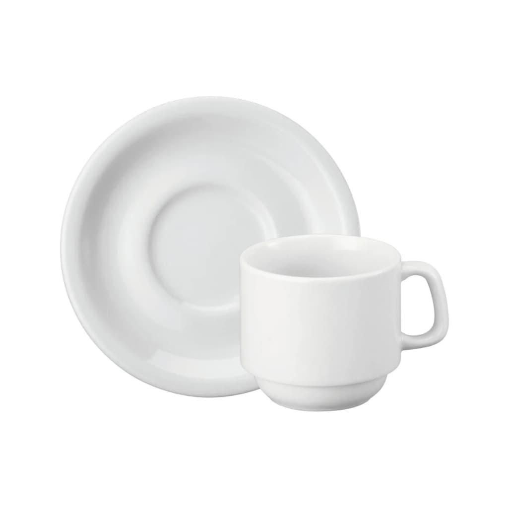 Jogo 12 Xícaras Café Pires 70ml Porcelana Schmidt Cilíndrica