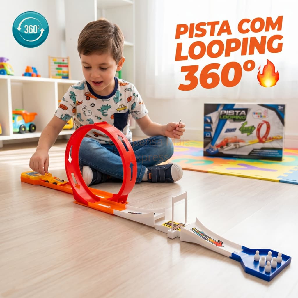 Pista de Carrinho Looping 360° com Lançador tipo Hot Wheels