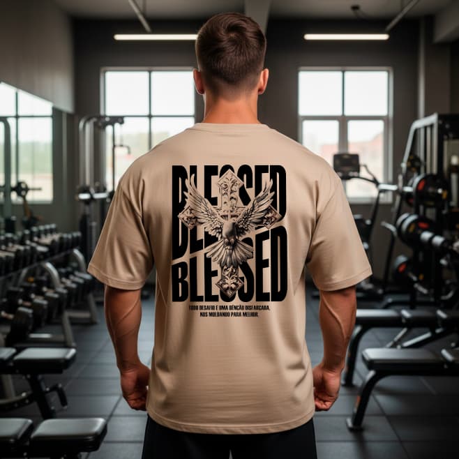 Camisa Oversized Blessed Treino Academia Musculação Algodão Penteado 30.1