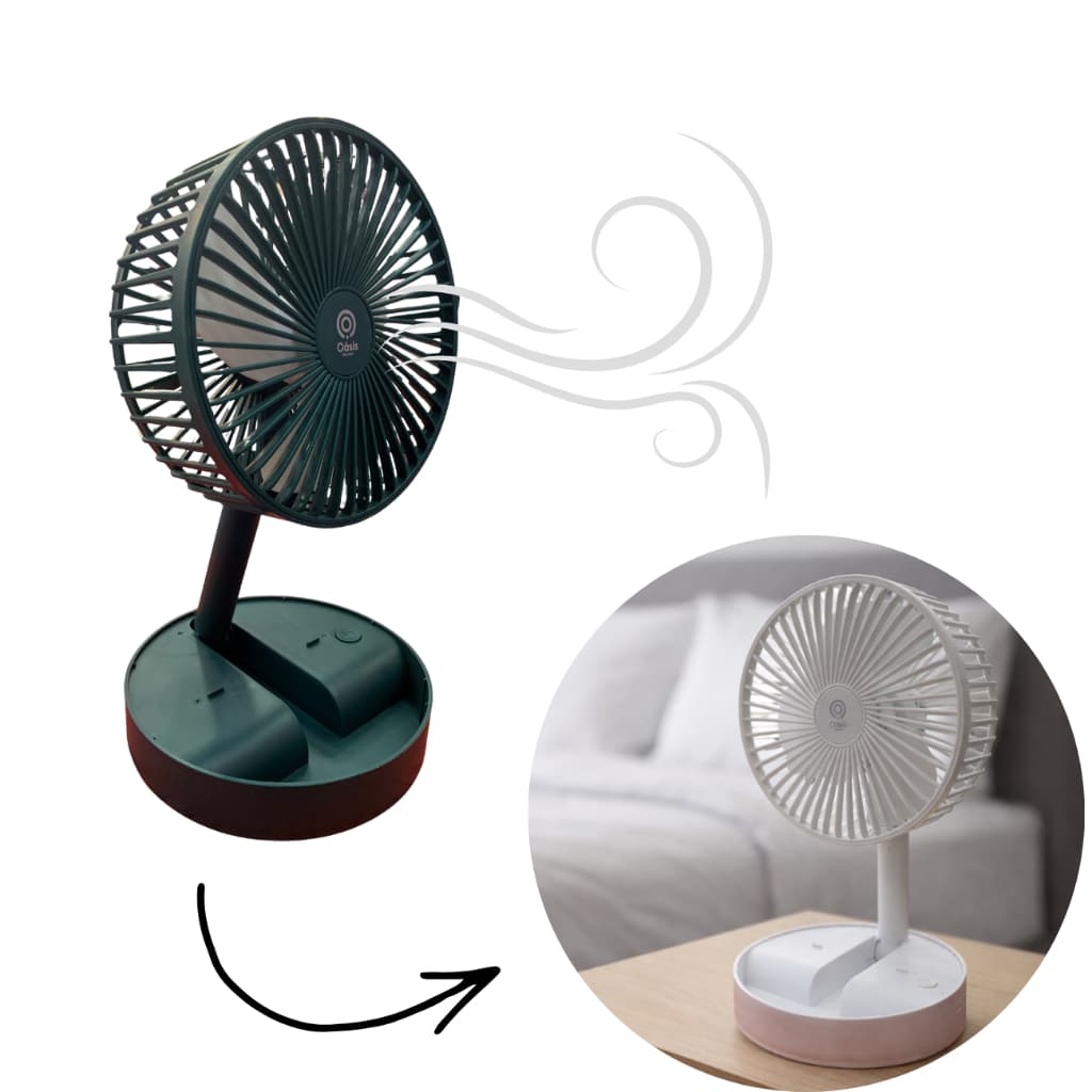 Ventilador Portátil Oasis OIH-6006 Recarregável 3 Velocidades Dobrável USB