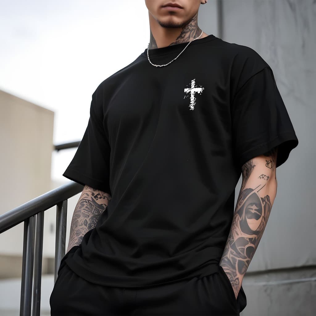Camisa Oversized Cruz Faith Academia Musculação Streetwear Algodão Penteado 30.1