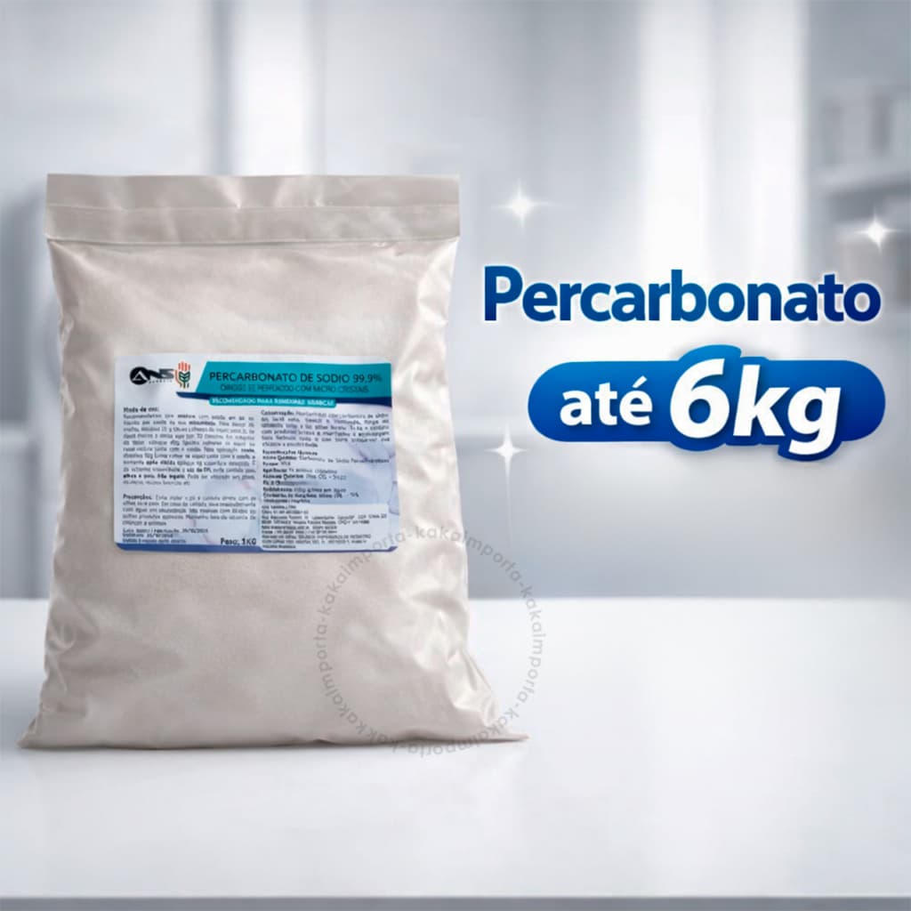 Percabonato de Sódio 100% Puro Limpeza Profunda e Clareador de Roupas Tira Manchas Limpeza em Geral 2kg a 6kg