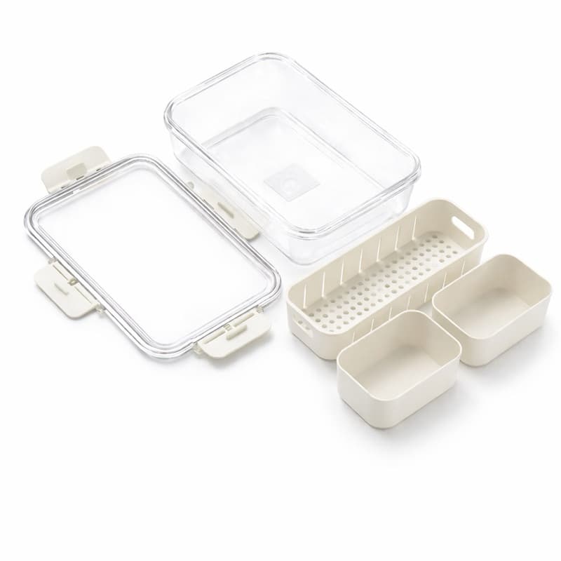 Pote Hermético Organizador de Geladeira com Tampa Transparente Empilhável Divisórias