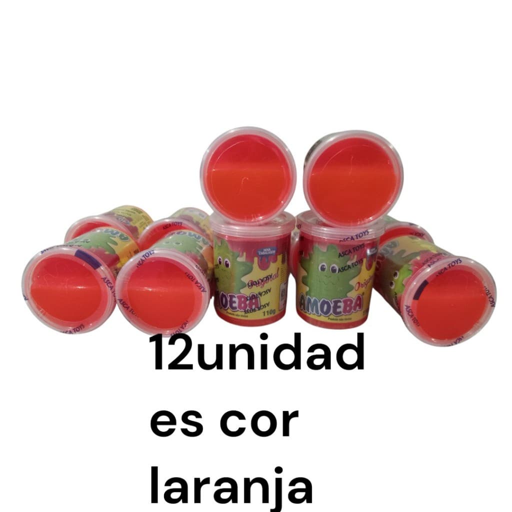 Caixa De Amoeba Original 12 Unidades COR LARANJA  Geleia Slime Massinha Brinquedo Crianças Asca Toys