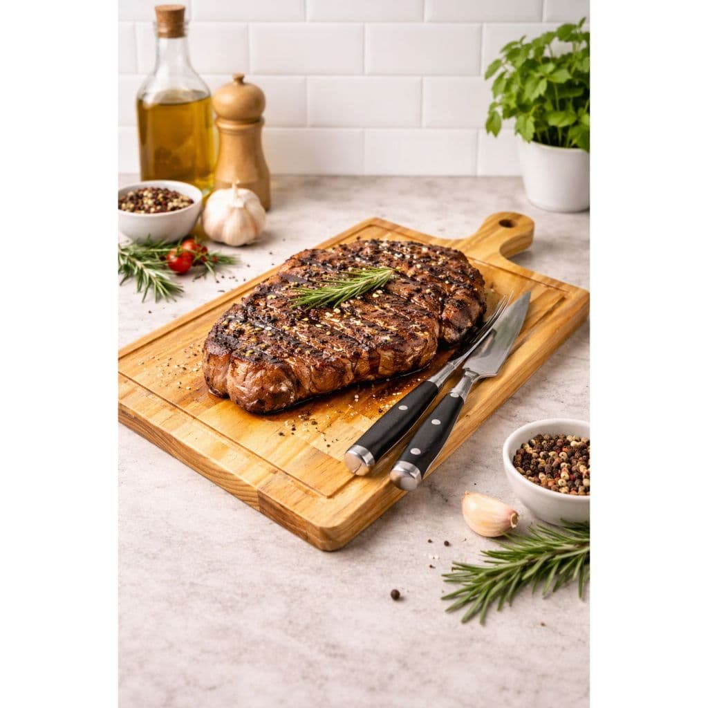 Tábua De Corte Carne Cozinha C/ Alça Tabua Grande Madeira Churrasco Legumes