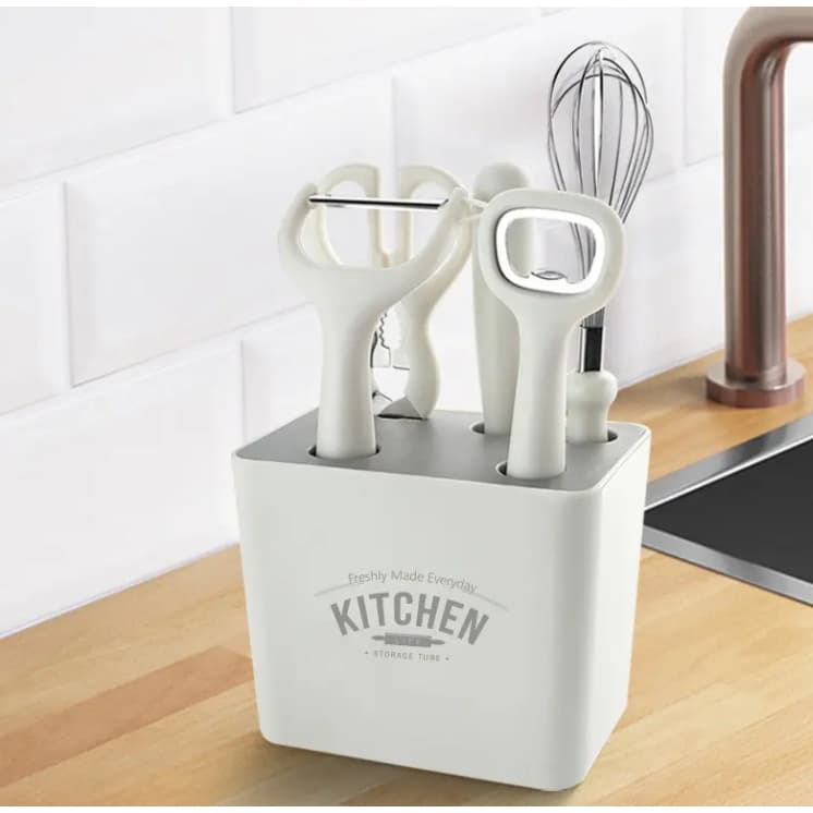 Kit Utensílios Cozinha Inox 5 Peças Espátula Pincel Tesoura
