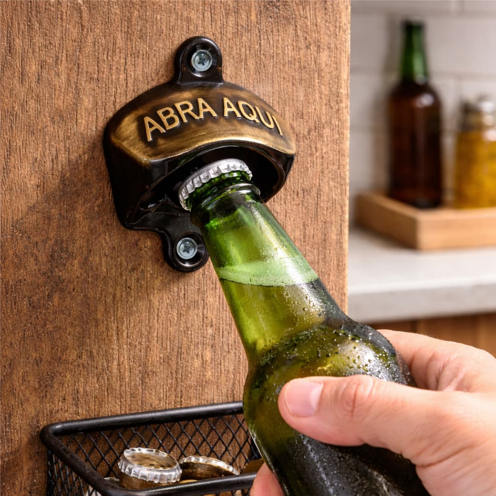 Abridor Garrafa ouro escovado Cerveja Bebidas Abra aqui 1 Peça + parafuso Decoração Utilidades