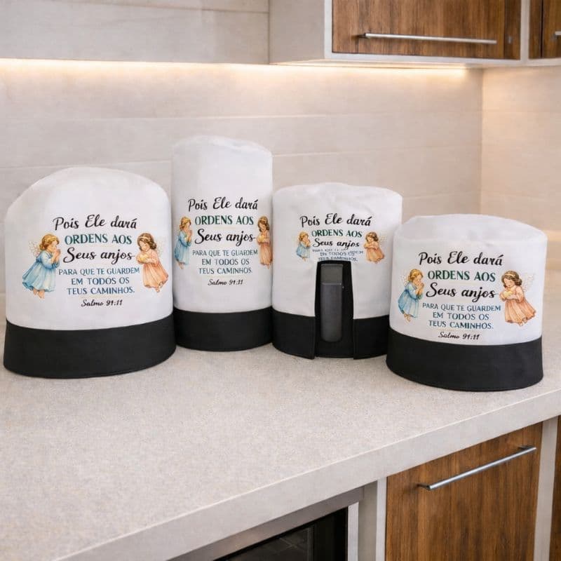 kit 4 Capas para Eletrodomésticos com Mensagem Bíblica