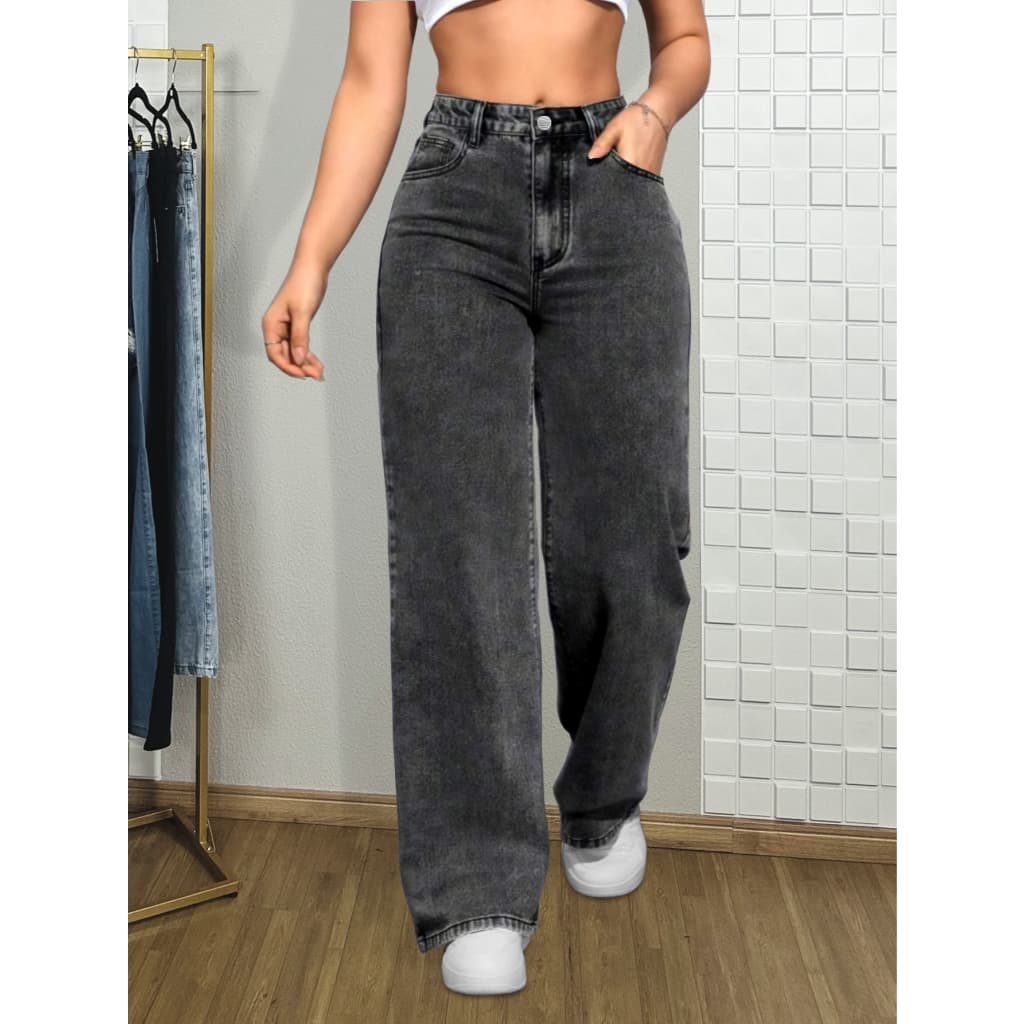 Calça Jeans Wide Leg Feminina Cintura Alta Sem Lycra Bellabonita jeans