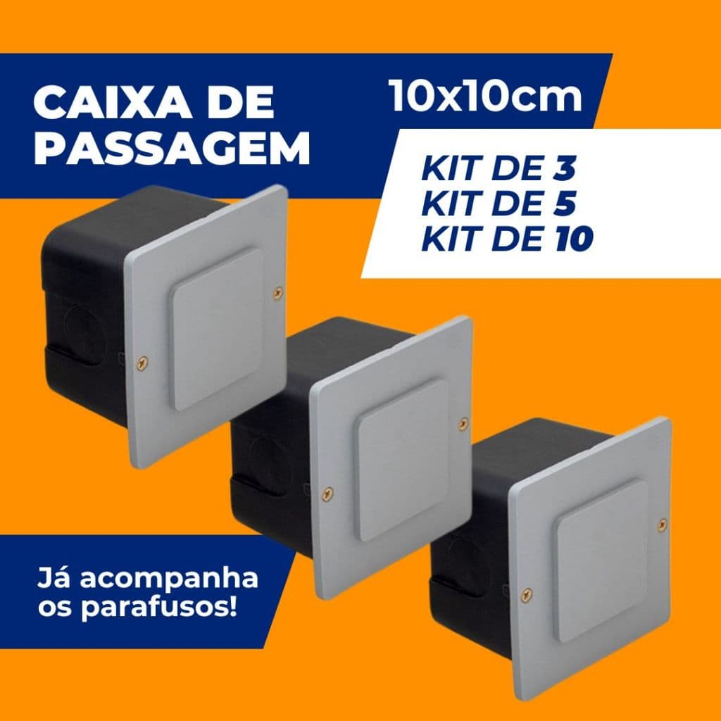 Kit Caixa De Passagem Elétrica 10x10cm Organizador De Fios PVC Embutir