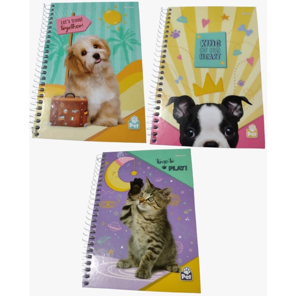 3 cadernos 1/4 (pequeno) Capa Dura 80fls - Melhor Preço