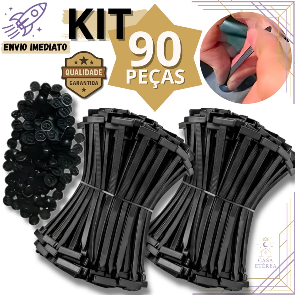 Kit 90/70/50 Abraçadeira Nylon 90mmx20mmx5mm Universal Trava Automática Cinta Plástica Automotivo Fios Doméstico