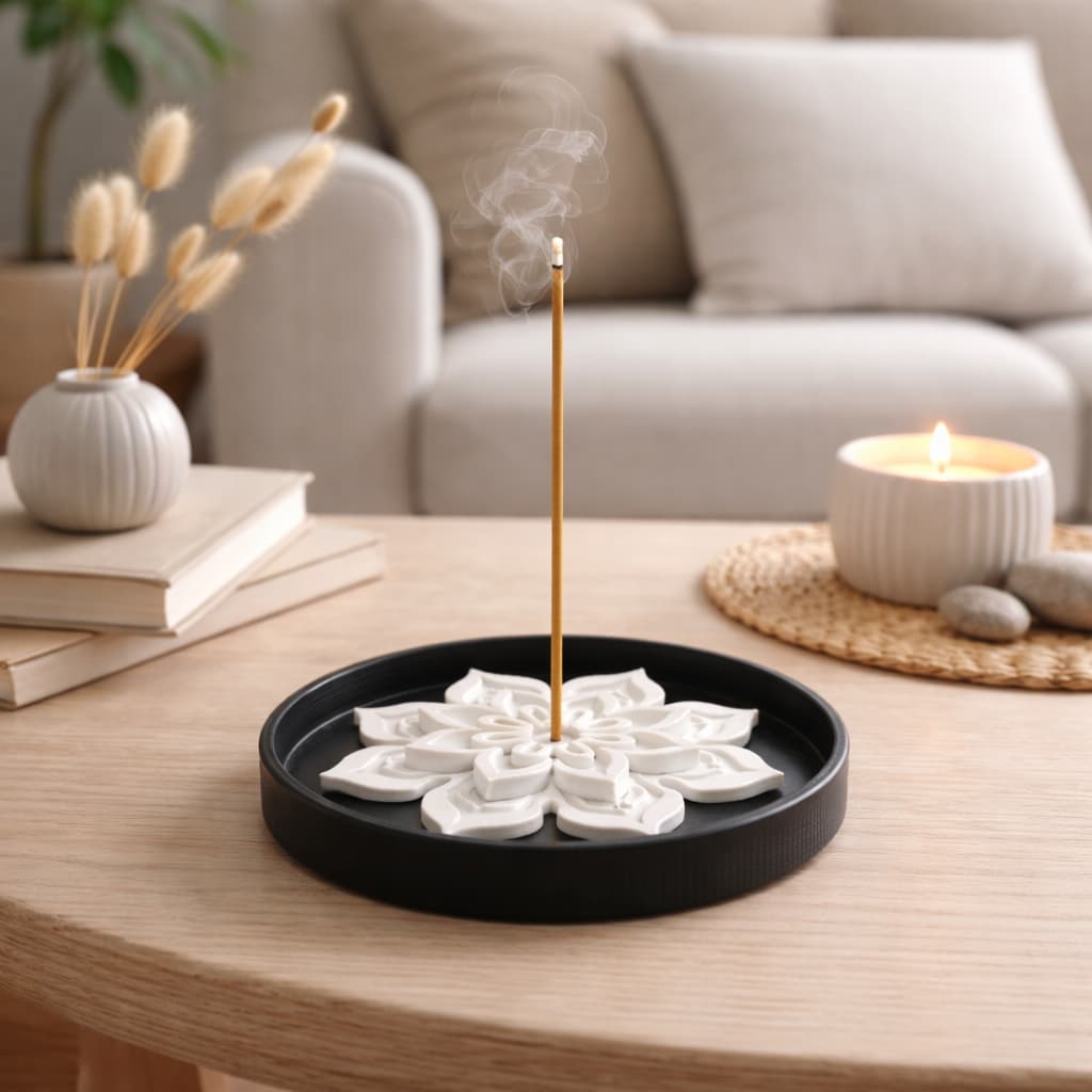 Incensário Lótus Zen Porta Incenso Decorativo Aromaterapia Relaxamento Energia Positiva Casa e Meditação