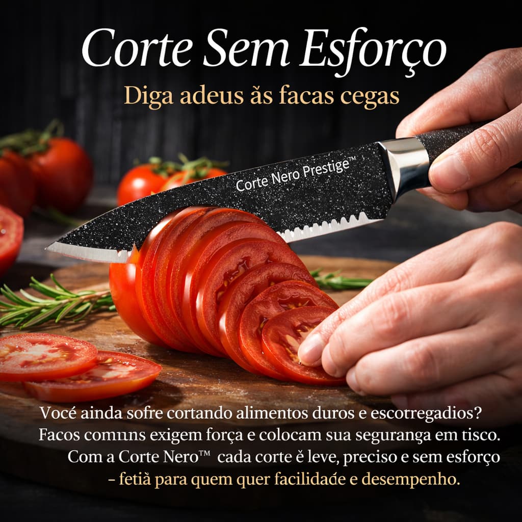 Jogo de Facas 6 Peças Inox Profissional Cabo Ergonômico Ultra Afiado Cozinha Completa Chef