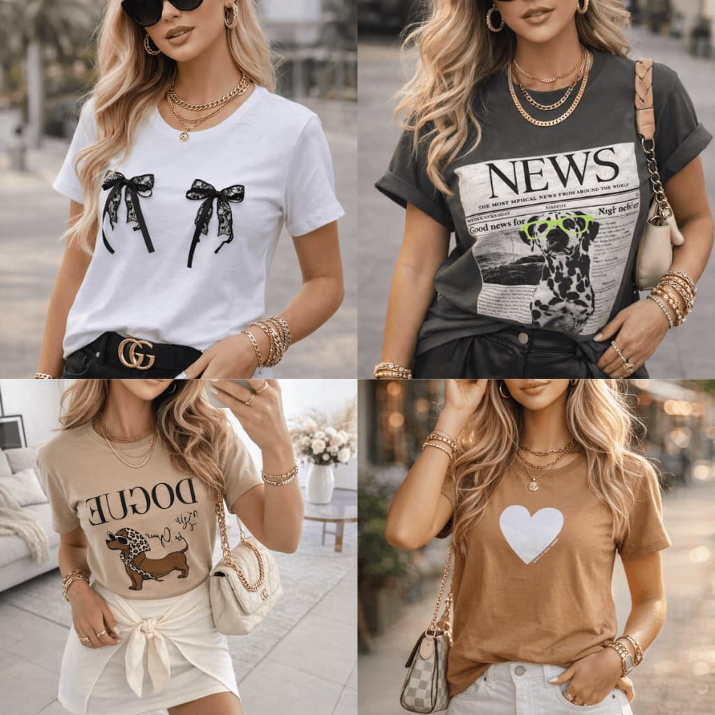 Camiseta Feminina 100% Algodão Estampada do Tamanhos P ao G1 - T-shirt Feminina Estilosa